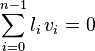 \sum_{i=0}^{n-1} l_i\,v_i = 0