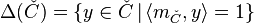 
\Delta ( \check
C ) = \{ y \in \check C \,|\, \langle m_{\check C} , y \rangle = 1 \}