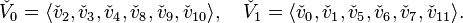 
\check{V}_0 = \langle \check{v}_2, \check{v}_3, \check{v}_4, \check{v}_8, \check{v}_9, \check{v}_{10} \rangle, \quad \check{V}_1 = \langle \check{v}_0, \check{v}_1, \check{v}_5, \check{v}_6, \check{v}_7, \check{v}_{11} \rangle.
