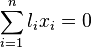 \sum_{i=1}^nl_ix_i=0